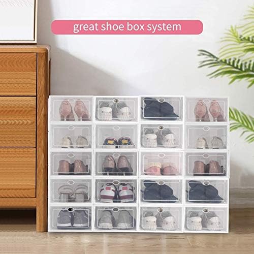 Штабелируемый Кутия За съхранение на обувки Anncus, Сгъваема Прозрачен Пластмасов Органайзер за обувки, 12 опаковки, Трябва да се Съберат (Бял)