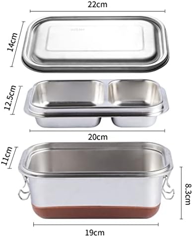 XWWDP Bento Box Контейнер от неръждаема Стомана Офис Прибори за хранене, Преносими Прибори за хранене Кухненски прибори Кутия за Обяд салата (Цвят: A Размер
