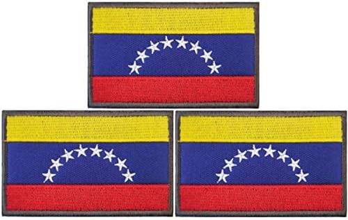 JAVD 3 pack Нашивка с Флага на Венецуела, Ивици със Знамената на Венецуела, Нашивка с Бродерия Тактически Хартата на Венецуела,