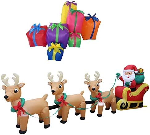 Два комплекта бижута за Коледно парти, в комплекта са включени надуваеми цветни подаръчни кутии дължина от 6 фута и голям надуваем Дядо Коледа с дължина 12 метра с ше