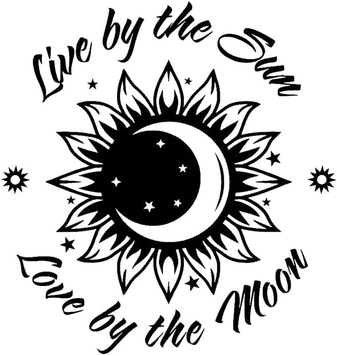 Творчески Концептуални Идеи Live by The Sun Love by The Moon CCI Decal Vinyl Стикер | Автомобили, Камиони, Микробуси Стени Лаптоп | Черен |5,5 x 5,3 инча|CCI2942