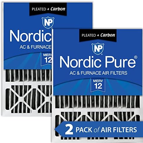 Nordic Pure 20x25x5 MERV 12 Нагънат Плюс Въглеродни Заменяеми въздушни филтри пещ ac Lennox X6673 2 и 20x20x5 MERV 12 Плюс Въглеродни Заменяеми въздушни филтри пещ ac Honeywell /Lennox 2 опаковки