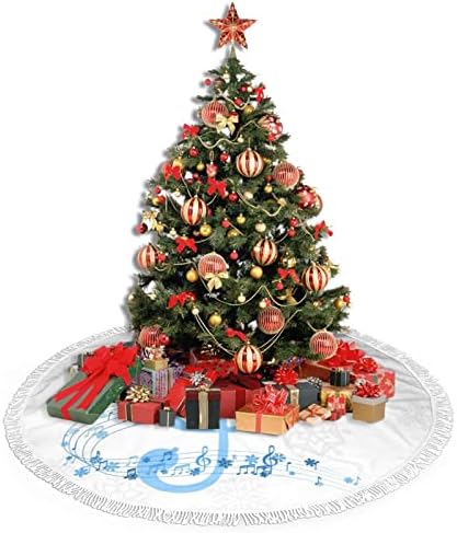 Музикални Ноти и Снежинки Поли за Елха Коледна Украса, Ваканционни имоти Пола-Дърво за Коледно парти за Всички Поводи 36