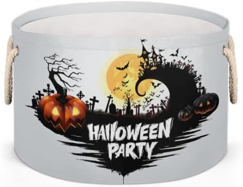 Парти за Хелоуин, Нощни Големи Кръгли кошници за съхранение, Кошница за дрехи с Дръжки, Кошница за съхранение на Завивки,