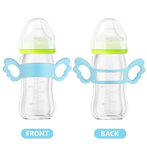Zerodeko 4 бр. дръжки за бебешки бутилки, Дръжка от хранително-силикон за бутилка за хранене, Дръжка-държач