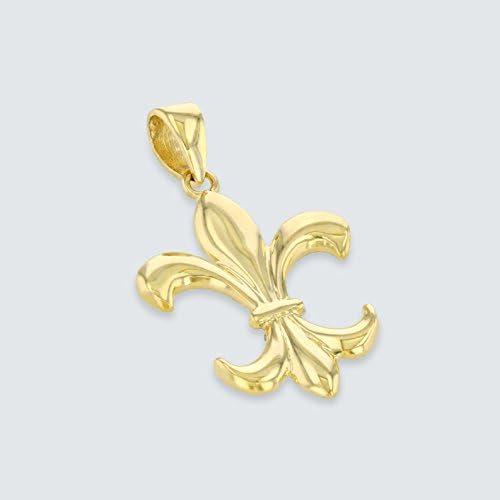 Масивен Медальон От Жълто Злато 14 Карата, с Лесен Чар под формата на Fleur de Lis