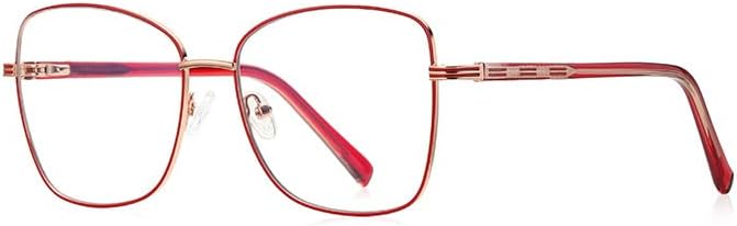 Очила за четене RESVIO за Жени, Мъже Метални Модни Кутия Пантите Квадратни Четци Ръчно изработени Rose Gold Червен