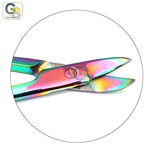 Комплект от 2 Цветни Титанови ножица Rainbow Crown 4,5 от преки и извити Неръждаема Стомана, от G. S ONLINE STORE
