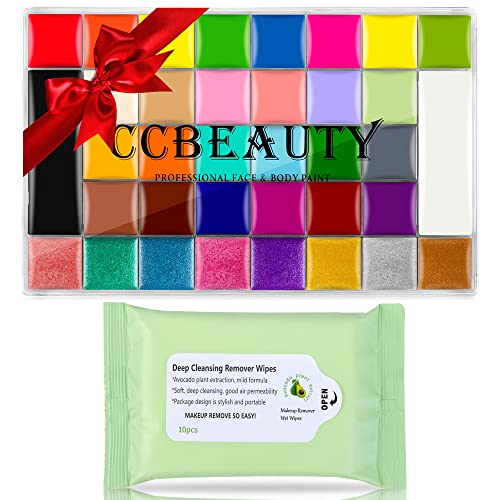 CCbeauty Професионален Комплект За рисуване на Лице 36 Цвята Комплект За Рисуване на Лице И Тяло Комплект За Грим За