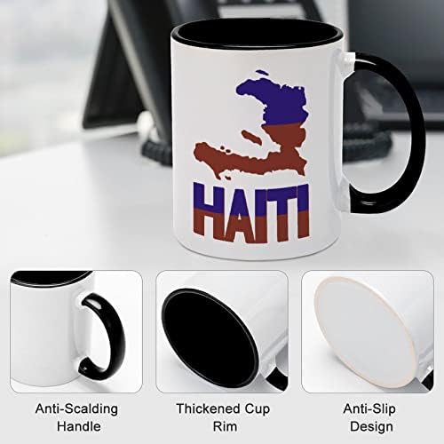 Карта На Хаити Флаг Керамична Чаша Creative Black Вътрешна Кафеена Чаша Със Здрава Дръжка Чаши Уникални Подаръци
