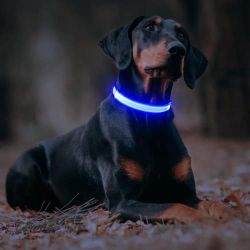 Domagiker Водоустойчив led нашийник за кучета - Акумулаторна Светещи нашийници за кучета, Регулируеми Светлоотразителни