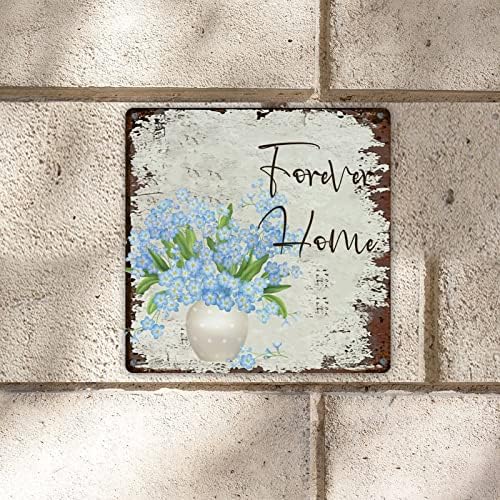 LeforYCL Forever Home Метална Табела Пролетта Цвете Маргаритки в Чайника Метална Лидице Знак Непринуден Шик