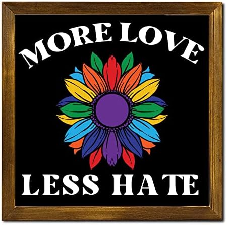 Гордостта на ЛГБТ Дървена Табела В Рамка с Повече Любов по-Малко Омраза Дъгата на Слънчогледа Подвесная Дървена