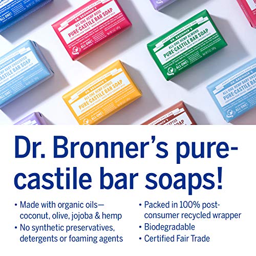Сапун Dr. Bronner's -Pure-Castile Bar (Лавандула, 5 грама, 6 опаковки) - Произведено на базата на органични масла