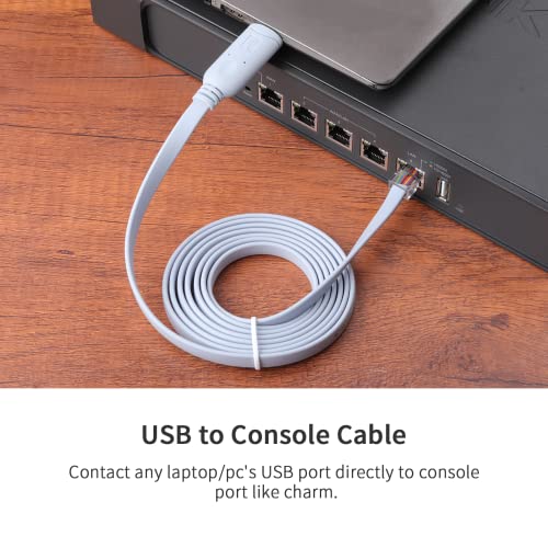 Конзола кабел, кабел Конзола на Cisco, на Конзолата, USB кабел с чип FTDI, Сериен адаптер USB-RJ45, Съвместим със Cisco,