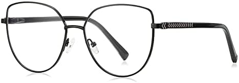 Очила за четене RESVIO Cat Eyes за Жени Ръчно изработени, Модни Метални Очила за четене, Черни