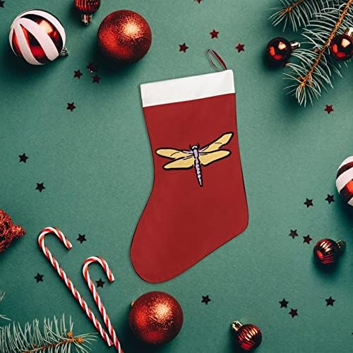 Сладък Коледен Отглеждане с Стрекозой, Къси Плюшени Коледни Чорапи, Подвесное Украса за Коледната Елха, Украса