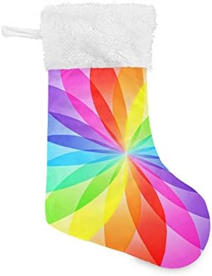 Коледни Чорапи ALAZA с Дъга Листа, Цветни Класически Персонализирани Големи Чулочные Украса за Семейни Тържества,