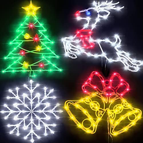 TRWYMZ Коледни Илюминатори Силует на Прозореца, Бижута - 16 см в опаковки от 4 марки С Подсветка, Цветен