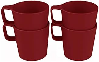 Дизайн Coza - Набор от екологично чисти пластмасови чаши за кафе, чай, мляко или горещ шоколад - 8,5 унции (ярко червено)