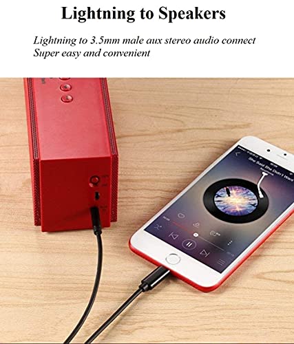 Кабел Aux за iPhone, Сертифициран от Apple Пфи Кабел Lightning-3.5 мм Aux за кола, Съвместим с iPhone 14 13 12 11 Pro Max XR XS X 8 7 6 iPad iPod за автомобилния домашно стереодинамика, жак за слушалки, 3,