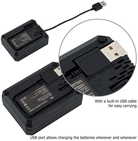 JJC NP-FW50 и Зарядно устройство, USB с два слота за Sony ZV-E10 A6000 A6100 A6300 A6400 A6500 A7 A7II A7S A7SII A7R A7RII NEX-7 И NEX-6 SLT-A99II DSC-RX10IV DSC-RX10III DSC-RX10II DSC-RX10 Камери