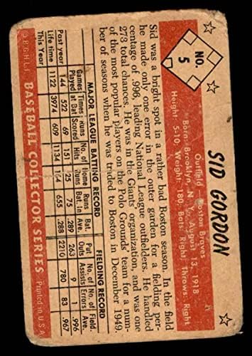 1953 Боуман 5 Led Гордън Бостън/Милуоки Брейвз (Бейзболна картичка) ТЕЗИ Брейвз