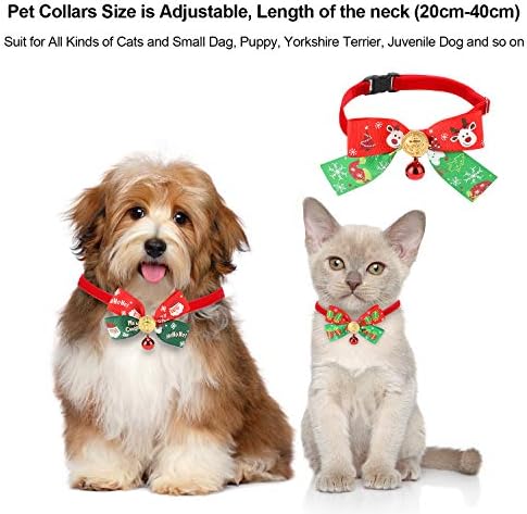 QKURT 3 Опаковки Коледен Нашийник за домашни любимци, Коледен Нашийник за Кучета и котки с Елени, Коледни Елхи, носи Вратовръзка във формата на Снежинки и Червена Камб?