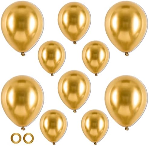 Златни балони, 3 Различни Размера, 77 Опаковки Метални Златни Балони 12 См, 5 См, 10 Инча, Хромирани Златна Арка от Балони