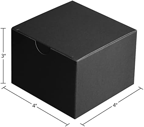 Fairlegend Малки Черни Кутии Подарък 4x4x3 от Черна крафт-хартия за подаръци, Партита, Душ, Бродерия, Кутия за бонбони, 50