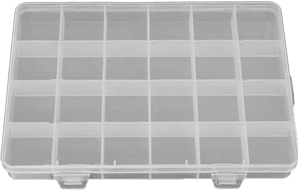 Прозрачна Пластмасова Кутия с 24 Отделения, Контейнер За Съхранение на Бижута от Мъниста, Органайзер за Бродерия