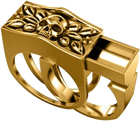 2023 Ново главното пръстен StyleSkull, мъжки костюм, подвижни креативни и дамски пръстени в стил пънк, 4 еднакви пръстени (злато, 11)