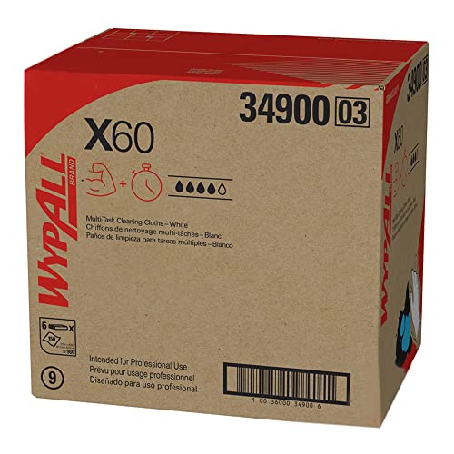 Чистачките Kimberly-Clark 34900 Wypall X60, 12,5, 16.8 инча, Бяла (опаковка 900 броя)
