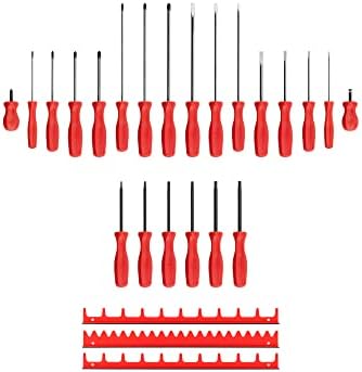 Комплект отвертки TEKTON с твърда дръжка и Червени пътеки, 22 бр. (0-3, 1/8-5/16 in, T10-30) | Произведено в САЩ |