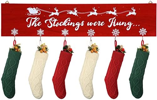 Vicenpal Коледен Държач за Отглеждане с куки, Чорапи бяха Окачени Дървена Табела, Монтируемые Коледни Закачалки за