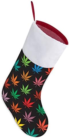 Цветни Листа Плевели Коледен Отглеждане на Коледна Елха Окачени Чорапи За Камината, с Къси Плюшени Белезници Украса за Дома