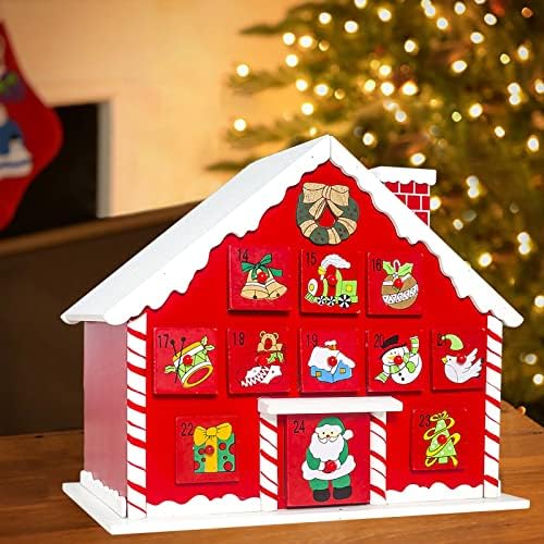 Коледна Украса Боядисаната Къща Със Снежна Покрива Календар За Обратно Броене Кутия За Съхранение На Бижута Коледни