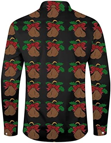 DSODAN Коледни Ежедневни Ризи с Копчета за Мъже, Новост, Блузи с Дълъг Ръкав и Яка, Забавна Графика Дизайнерска Риза