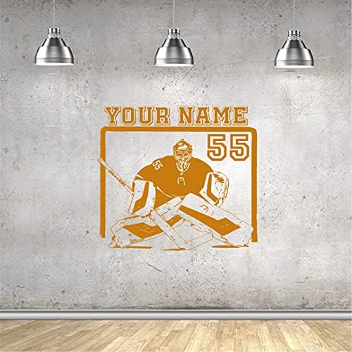 Bestdecor4you Вратар Хокеист Персонални Стикер на стената - Изберете вашето име и номер на Потребителски Тениски Вратаря Спортна Vinyl Стикер Декор Детска Спалня Des-4 (46x50 ин?
