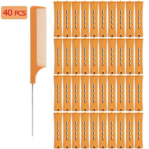 40шт Набор от Пръчки за химическа Вълна от Естествена Коса Пластмасови Пръти студена Вълна Оранжеви Пръчки за Химическа Вълна