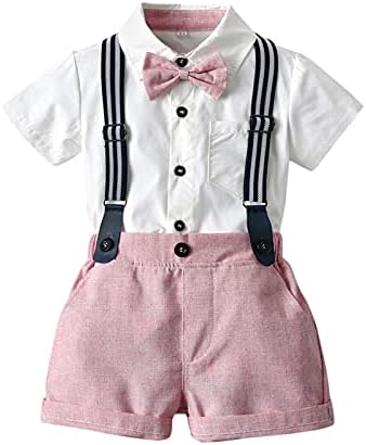 Комплект дрехи за новородени бебета с къси ръкави на подтяжках твърдо Цветове