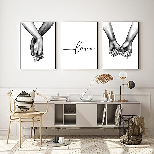 Kiddale Любов и ръка за ръка, с монтиран на стената Художествен Плакат на Платно, Лесен Модерен Черно-бяла Скица, Линеен Рисуване,