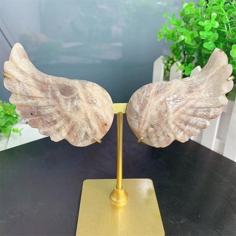 Крилата на Ангел от естествен Кристал (1 двойка), Ръчна Дърворезба, Полиране, Рейки, Лечебен, Положителна Енергия,