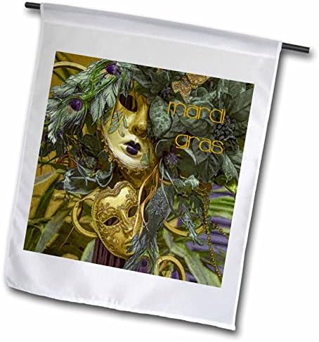 Триизмерно изображение на Красиви Златни маски с Билки и надпис на Mardi Gras - Знамена (fl_353342_2)