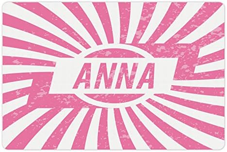 Подложка за домашни любимци Ambesonne Anna за храна и вода, Фирмен дизайн за момичета в стил ретро с раиран фон и