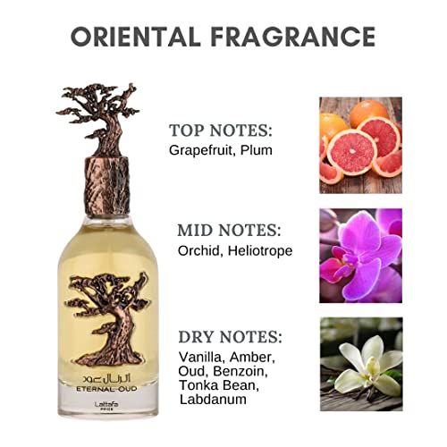 Lattafa Perfumes Eternal Oud Edp - Парфюм, вода 100 мл (3,4 oz) | Грейпфрут, Слива, Орхидея, Гелиотроп, Ванилия, Амбра, Уд,