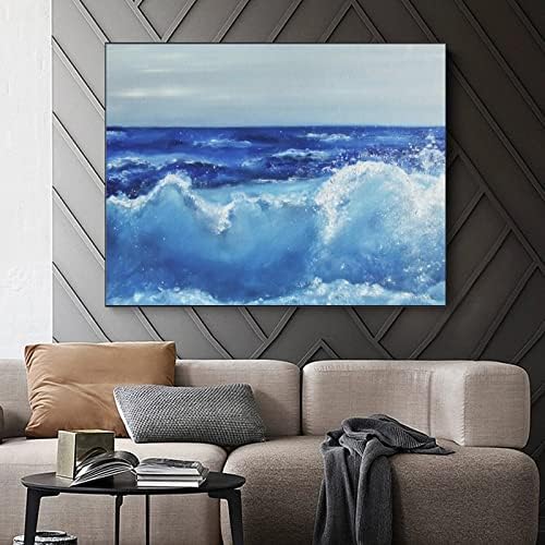 Плакати Пейзаж на Стенно Изкуство Сини Морски Пейзаж Вълна Маслени картини, Печат върху Платно Снимки за Всекидневна