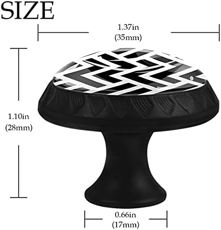 12 Броя Черно-бели Геометрични Стъклени дръжки с Волнообразным Модел за Чекмеджета Шкафа, 1,37 x 1,10 инча, Кръгли Дръжки