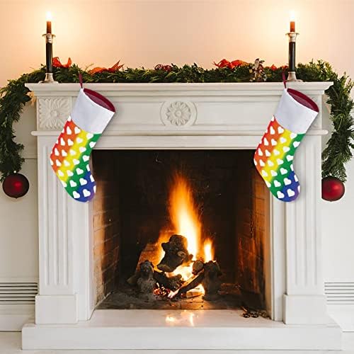 Бели Сърца на ЛГБТ Светещи Коледни Чорапи Отглеждане на Коледна Елха Дядо коледа Декорации Висящи Украса за