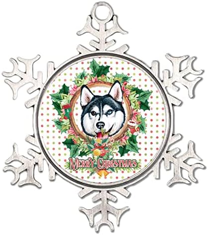 Домашно Куче MerryChristmas 2022 Висящи Украси за Коледната Елха Коледен Декор Куче Цветен Венец Снежинка Метален Орнамент